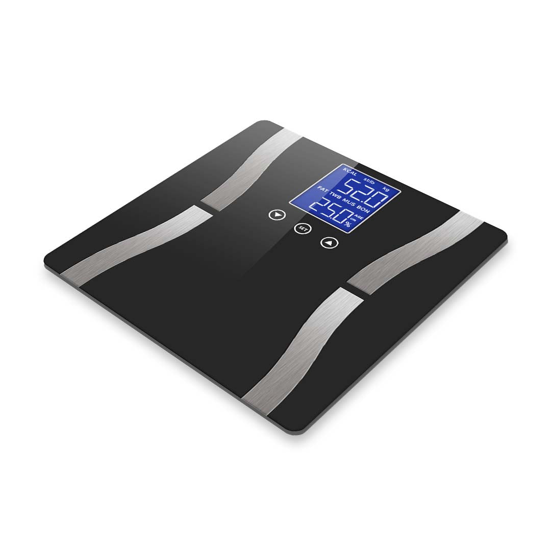NNEAGS 2X Glass LCD Digital Body Fat Scale Bathroom Electronic Gym Water Weighing Scales Black/Blue