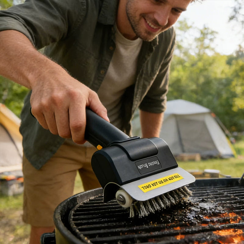 Cordless Electric BBQ Grill Brush – Stainless Steel Roller Scrubber, Rechargeable Handheld Cleaning Brush for Outdoor Kitchen