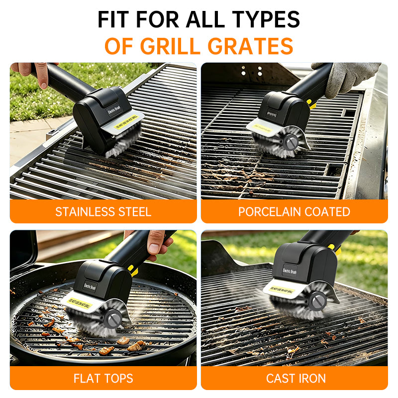 Cordless Electric BBQ Grill Brush – Stainless Steel Roller Scrubber, Rechargeable Handheld Cleaning Brush for Outdoor Kitchen