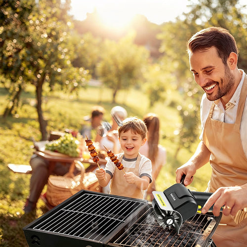 Cordless Electric BBQ Grill Brush – Stainless Steel Roller Scrubber, Rechargeable Handheld Cleaning Brush for Outdoor Kitchen