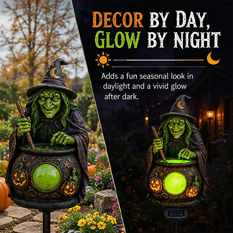 Solar Halloween Garden Lights – Witch Shoe, Pumpkin & Resin Stake Lanterns, Dusk-to-Dawn Auto On/Off for Yard & Outdoor Path