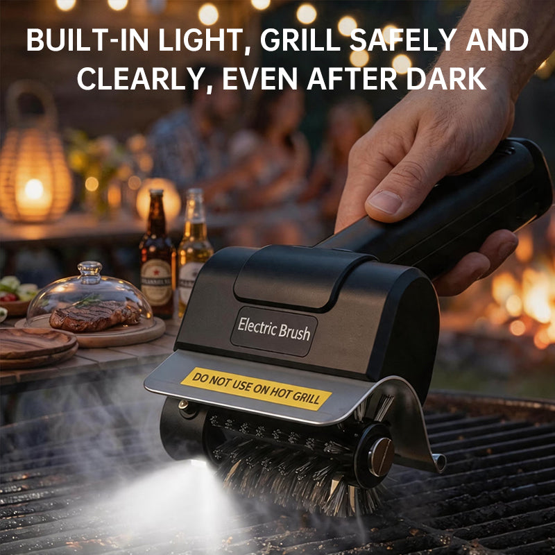 Cordless Electric BBQ Grill Brush – Stainless Steel Roller Scrubber, Rechargeable Handheld Cleaning Brush for Outdoor Kitchen