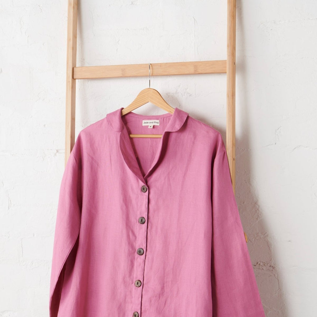 Linen Pyjama Set in Fuchsia